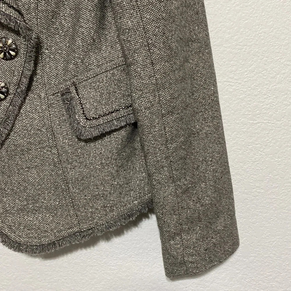 Cache Cotton Wool Linen Gray Metallic Asymmetrical Blazer Jacket Size M - Picture 5 of 7